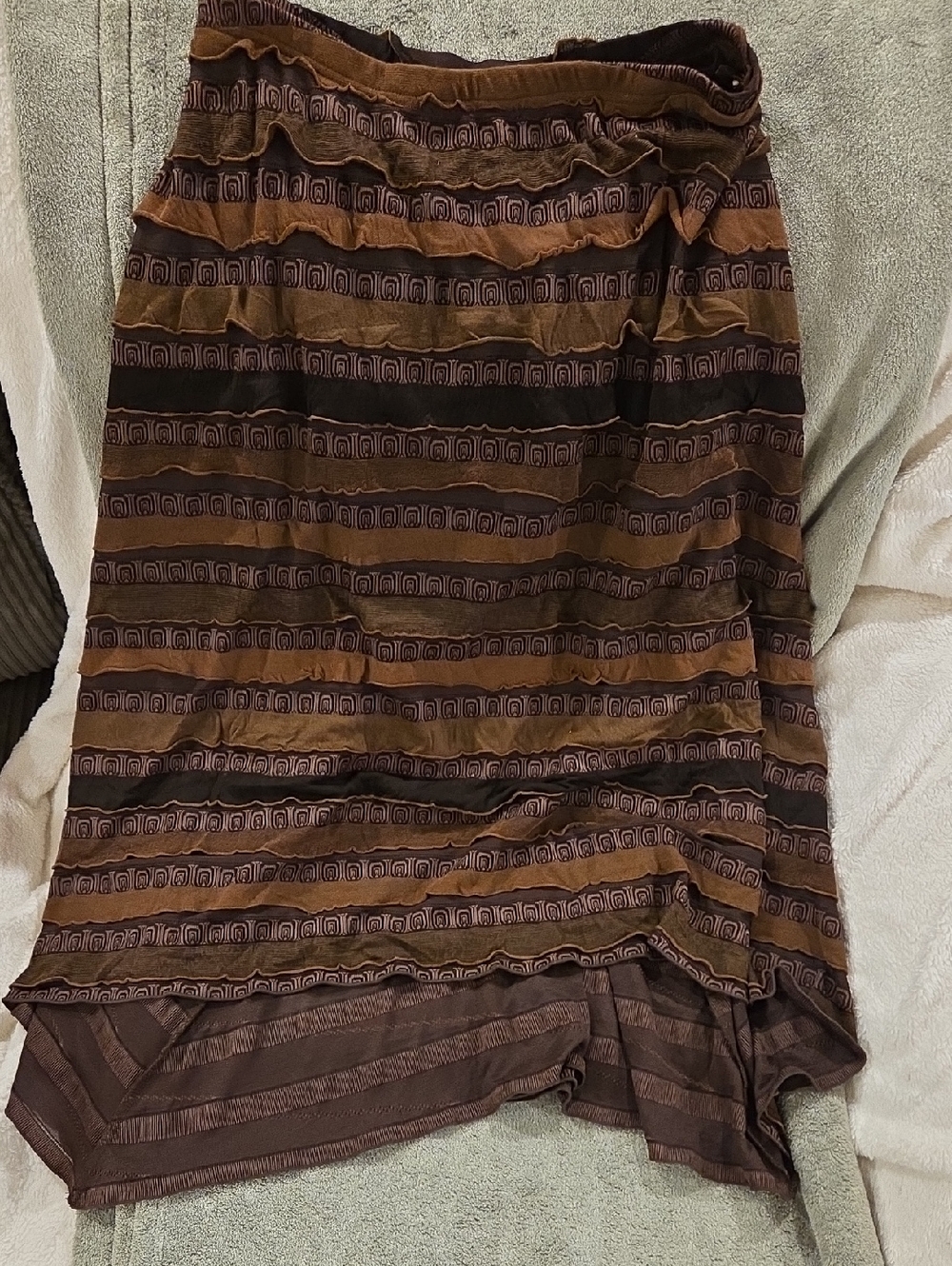 The HaaT label by Issey Miyake, Brown Tierred Skirt, Small
